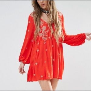 Free People long sleeve red tunic dress S